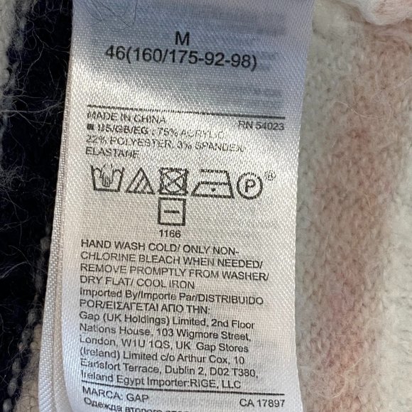 GAP Fuzzy Turtleneck Multi-Colored Stripes Ski Bum Coastal Knit Sweater-M - Picture 12 of 13